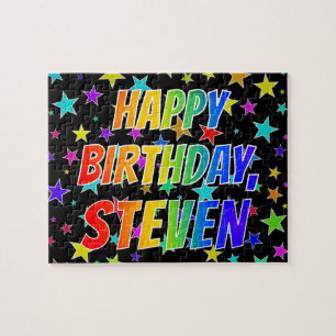 Puzzle "STEVEN" Prénom, amusant "HEUREUX ANNIVERSAIRE"