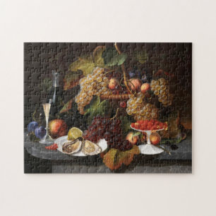 Puzzle Still Life avec fruits, huîtres et peinture à vin