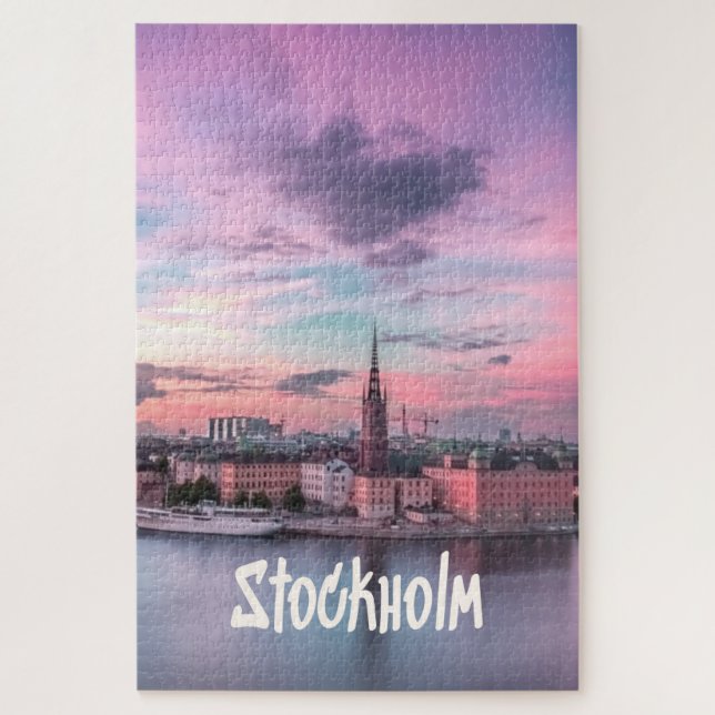 Puzzle Stockholm Capital of Sweden Night Skyline (Vertical)