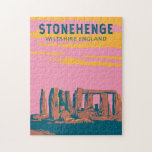 Puzzle Stonehenge Art Retro Illustration<br><div class="desc">OEuvre vectorielle de Stonehenge. Il se compose d'un anneau extérieur de pierres debout sarsen verticales,  chacune d'une hauteur de 13 pieds,  d'une largeur de sept pieds,  et pesant environ 25 tonnes,  surmonté d'une connexion de pierres de lintel horizontales.</div>