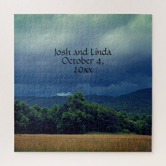 Puzzle Stormy Smoky Mountains Cades Cove Mariage Napkins (Vertical)