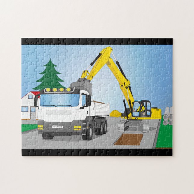 Puzzle Straßenbaustelle avec le camion blanc et (Horizontal)