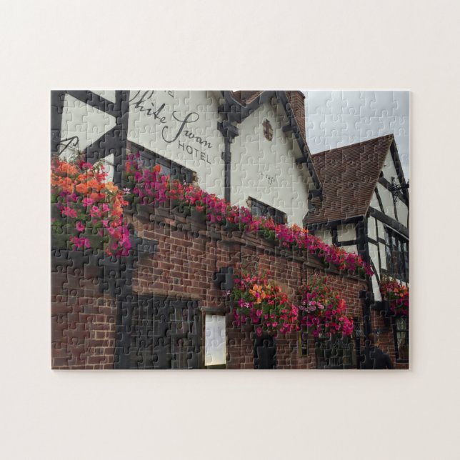 Puzzle Stratford Upon Avon England UK Tudor Hotel Flowers (Horizontal)