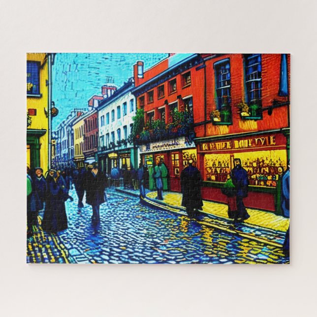 Puzzle Street of Dublin (Ireland) Van Gogh Style  (Horizontal)