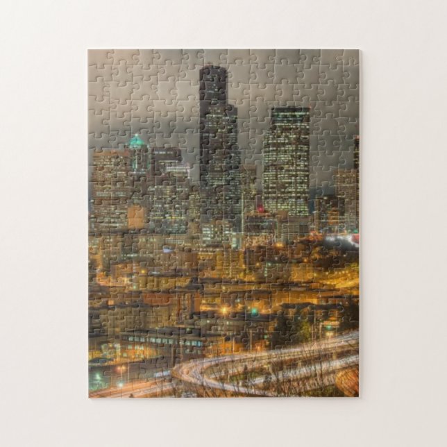 Puzzle Stries claires des voitures la nuit (Vertical)