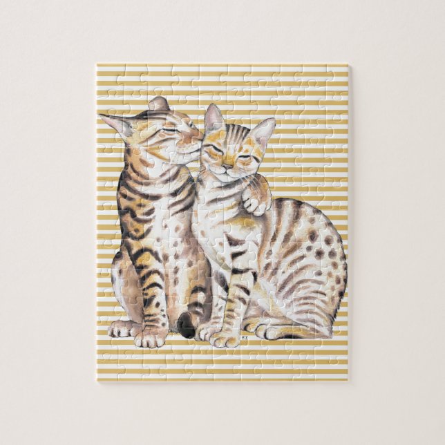 Puzzle Stripes Bengal Cats (Vertical)