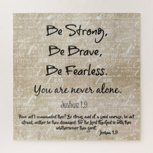 Puzzle Strong, Brave, Fearless Quote with Bible Verse Thr