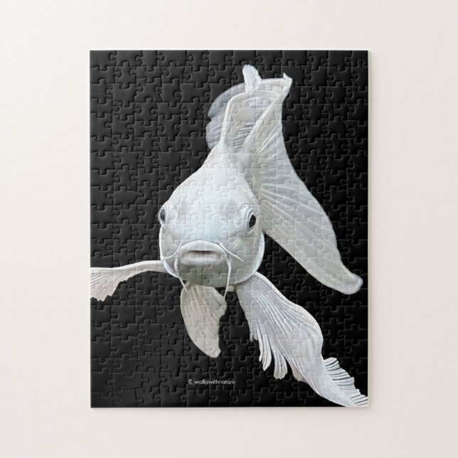 Puzzle Stunning Platinum Butterfly Koi Carp (Vertical)