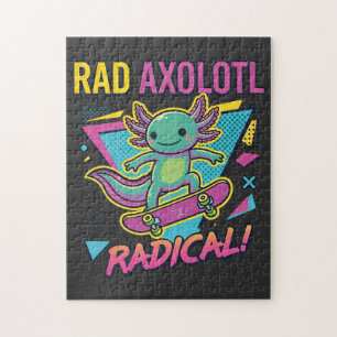Puzzle Style Axolotl Vintage 90 néon Skateboard Rad