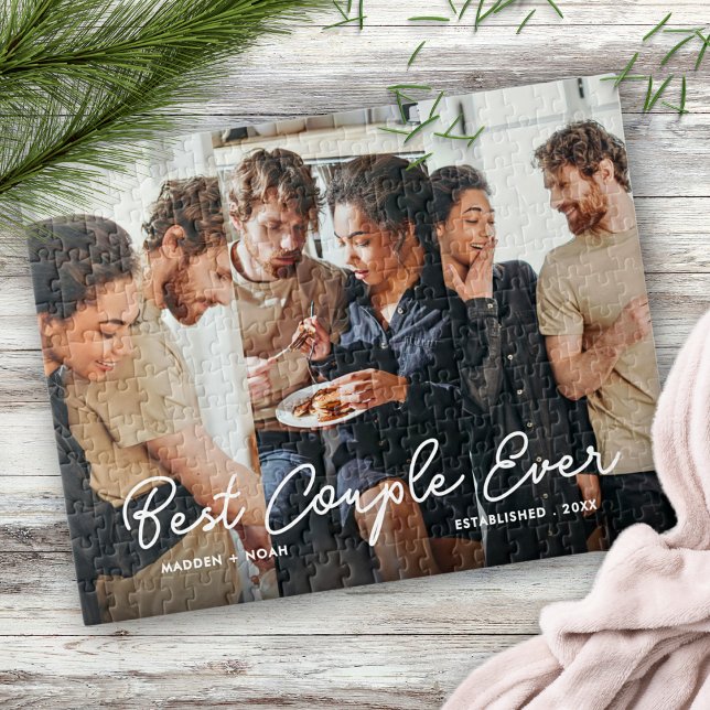 Puzzle Style Couple Photo Script Typographie Collage (Créateur téléchargé)