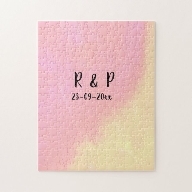 Puzzle style de texte minimal simple blanc mariage rose j (Vertical)
