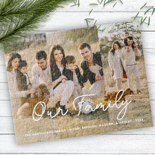 Puzzle Style Famille Photo Collage Script Typographie