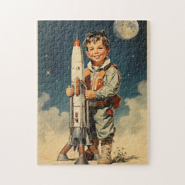 Puzzle Style rétro astronaute garçon (Vertical)