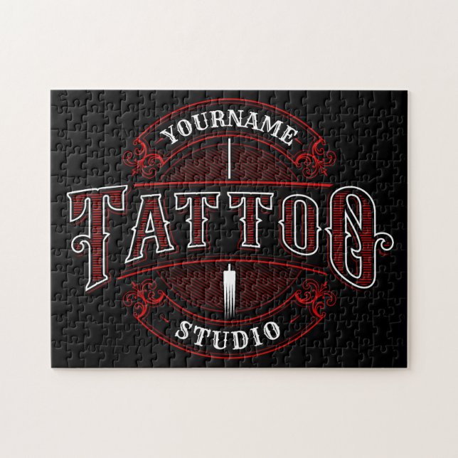 Puzzle Style traditionnel AJOUTER LE NOM Tattoo Studio Sh (Horizontal)