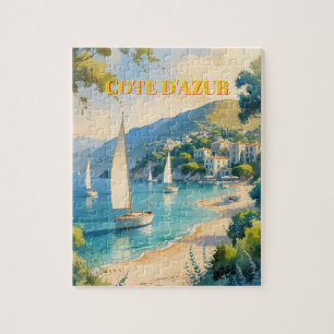 Puzzle Style vintage Côte d'Azur Voyage en France