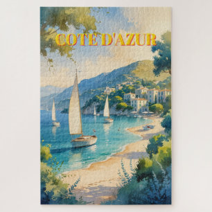 Puzzle Style vintage Côte d'Azur Voyage en France
