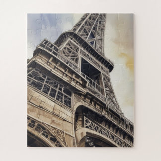 Puzzle Style vintage Gros plan Tour Eiffel Paris Travel