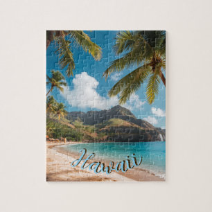 Puzzle Style Vintage Hawaïen Palmiers Mer Bleu Ciel Voyag