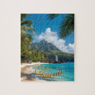 Puzzle Style Vintage Hawaïen Palmiers Mer Bleu Ciel Voyag