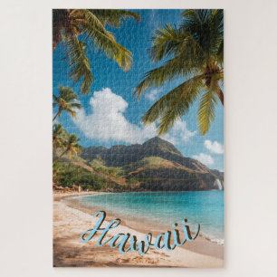 Puzzle Style Vintage Hawaïen Palmiers Mer Ciel Voyage