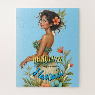 Puzzle Style vintage Hawaiian Travel Honolulu Hula Girl