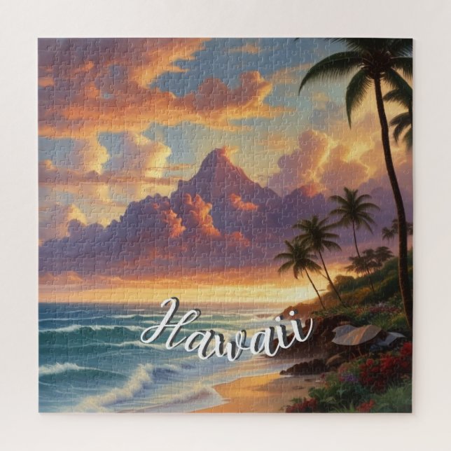 Puzzle Style vintage Hawaiian Travel Honolulu Mid-Pacific (Vertical)