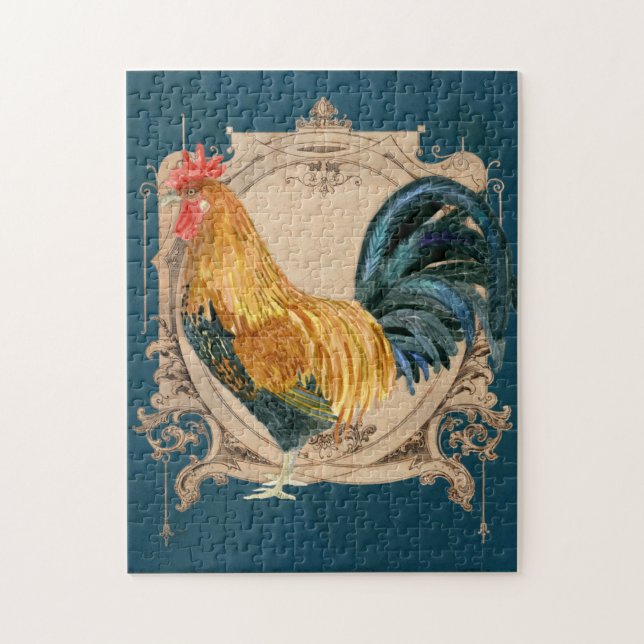 Puzzle Style vintage Pays Français Rustique Barne Rooster (Vertical)