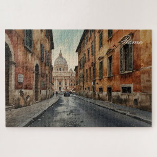 Puzzle Style Vintage Rome Voyage Aquarelle Italienne