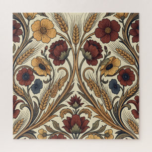 Puzzle Style William Morris Fleur Motif Rouge Or