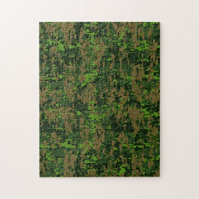 Puzzle Style Woodland Camouflage numérique Décor Accent (Vertical)