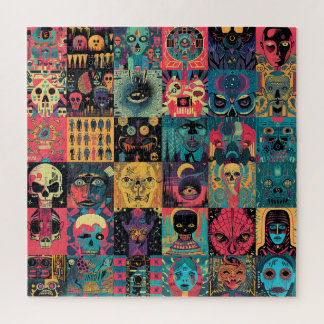Puzzle Stylised Patchwork of Skulls & Heads