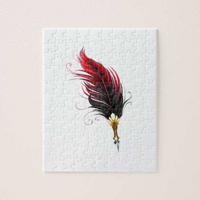 Puzzle Stylo rouge en plumes avec nib or (Vertical)