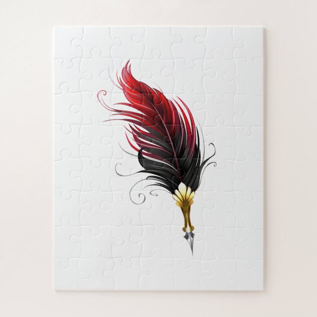 Puzzle Stylo rouge en plumes avec nib or (Vertical)