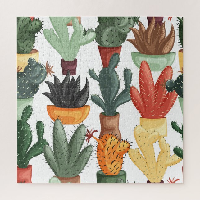 Puzzle Succulents, cactus : mignon motif floral. (Vertical)
