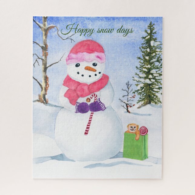 Puzzle Sucre de canne Snowman Joyeux jours de neige Puzzl (Vertical)