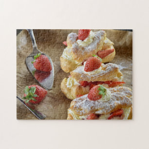 Puzzle Sucré savoureux Fraise Eclair Pâtisserie Nourritur