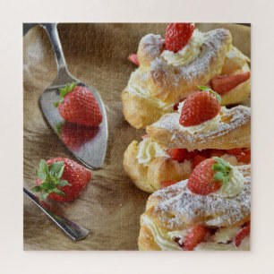 Puzzle Sucré savoureux Fraise Eclair Pâtisserie Nourritur