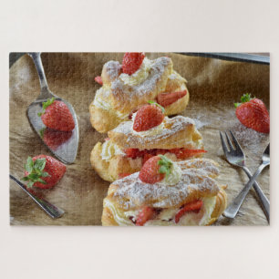Puzzle Sucré savoureux Fraise Eclair Pâtisserie Nourritur