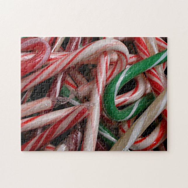 Puzzle Sucres de canne Noël Vacances Blanc Vert et Rouge (Horizontal)