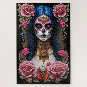Puzzle Sugar Skull Art - Femme traditionnelle