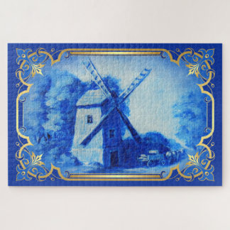 Puzzle Suisse/Norvège/Pays-Bas moulin à vent delft blue