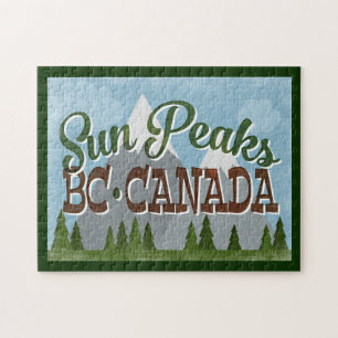 Puzzle Sun Peaks Canada Fun Retro Snowy Mountains