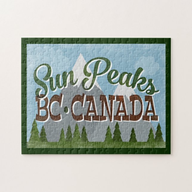 Puzzle Sun Peaks Canada Fun Retro Snowy Mountains (Horizontal)