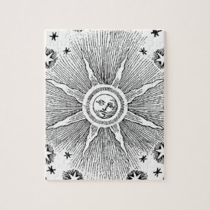 Puzzle Sun Stars Antique Nuit Ciel Médiéval Zodiac