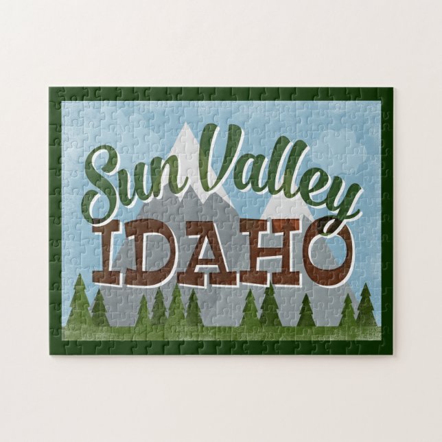 Puzzle Sun Valley Idaho Amusants Retro Snowy Mounts (Horizontal)