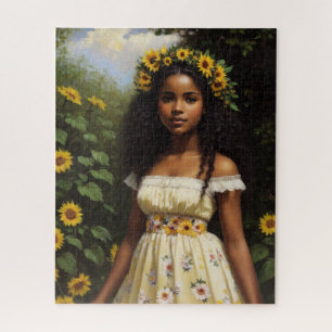 Puzzle Sunflower Black Girl Floral Cottagecore esthétique
