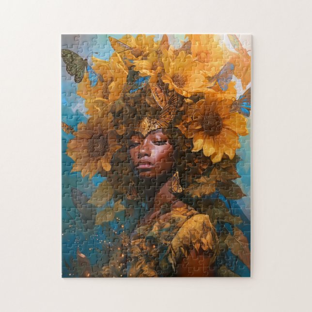 Puzzle Sunflower Goddess Art Imaginaire (Vertical)