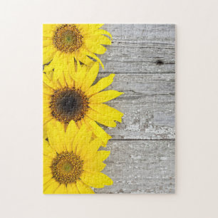 Puzzle Sunflowers on table