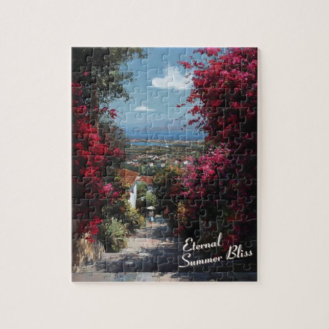 Puzzle Sunlit Bougainvillea Path Art (Vertical)