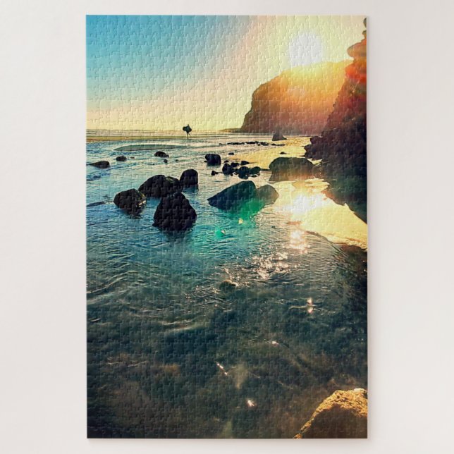 Puzzle Sunny Late Afternoon Surfer At The Beach Photo (Vertical)